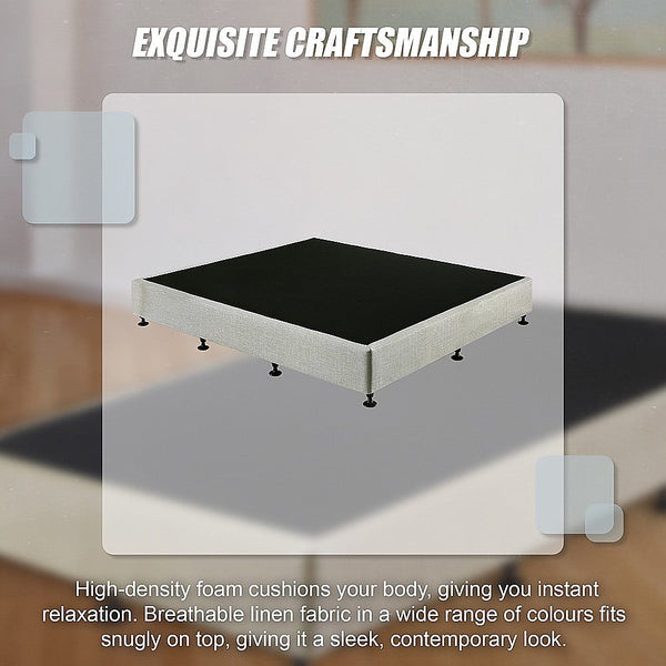 Palermo King Ensemble Bed Base Platinum Light Grey Linen Fabric King Bed Frames