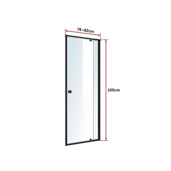 Della Francesca Semi Frameless Shower Screen (74~82) X 195Cm Australian Safety Glass Shower Doors