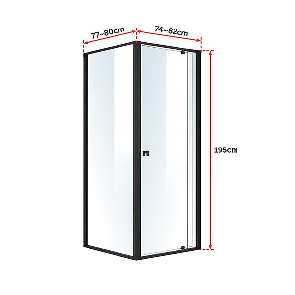 Della Francesca Semi Frameless Shower Screen (74~82)X 195Cm & (77~80)X Side As/Nzs Glass Shower Enclosures