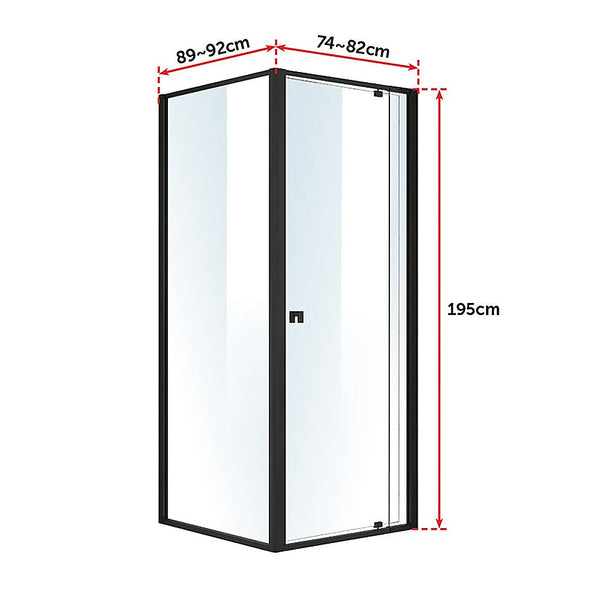 Della Francesca Semi Frameless Shower Screen (74~82)X 195Cm & (89~92)X Side As/Nzs Glass Shower Enclosures