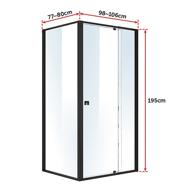 Della Francesca Semi Frameless Shower Screen (98~106)X 195Cm & (77~80)X Side As/Nzs Glass Shower Enclosures