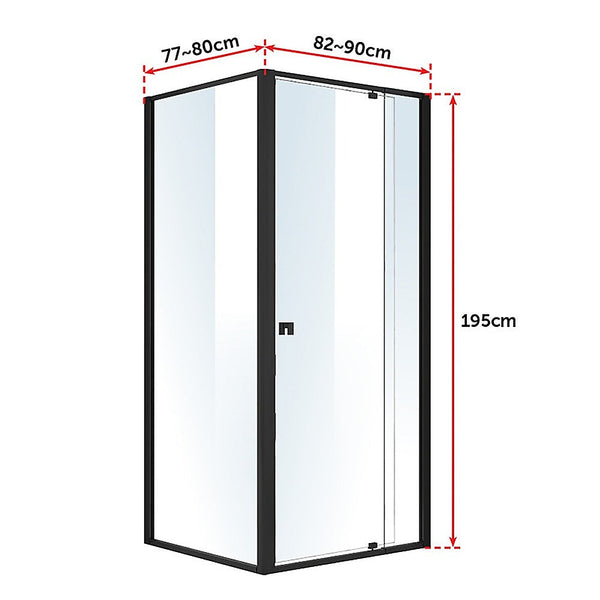 Della Francesca Semi Frameless Shower Screen (82~90)X 195Cm & (77~80)X Side As/Nzs Glass Shower Enclosures