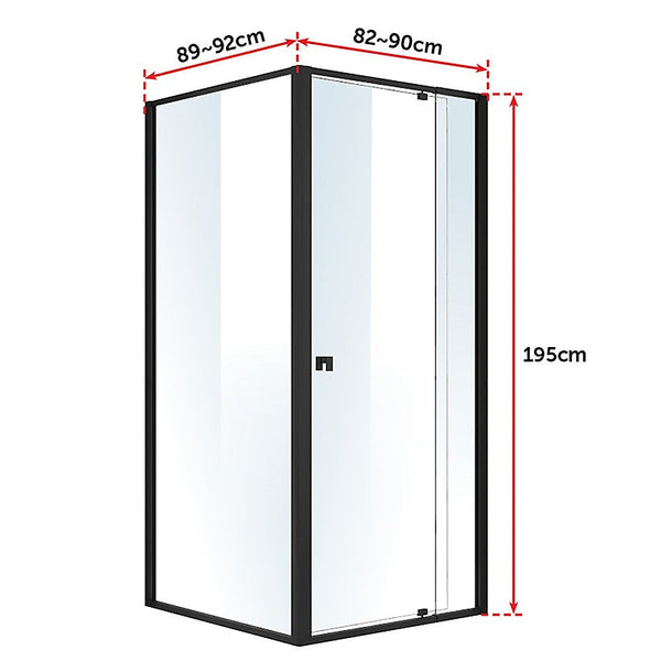 Della Francesca Semi Frameless Shower Screen (82~90)X 195Cm & (89~92)X Side As/Nzs Glass Shower Enclosures