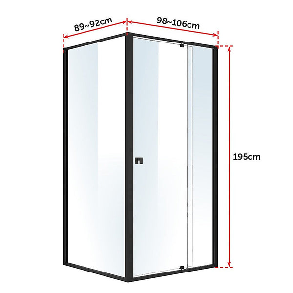 Della Francesca Semi Frameless Shower Screen (98~106)X 195Cm & (89~92)X Side As/Nzs Glass Shower Enclosures