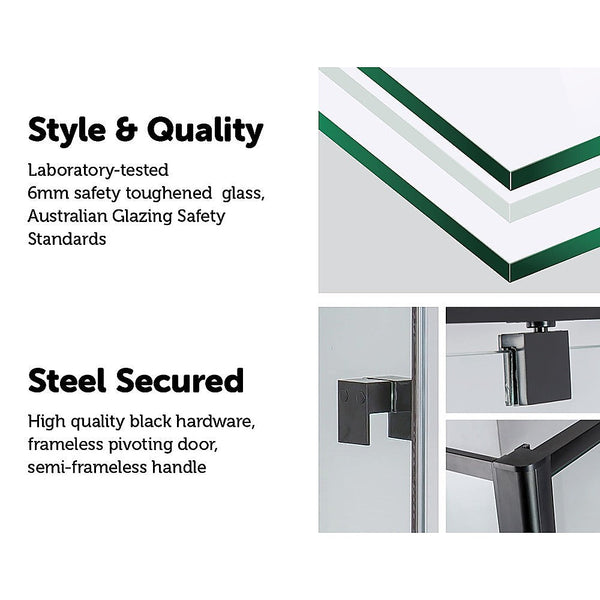 Della Francesca Semi Frameless Shower Screen (114~122)X 195Cm & (89~92)X Side As/Nzs Glass Shower Enclosures