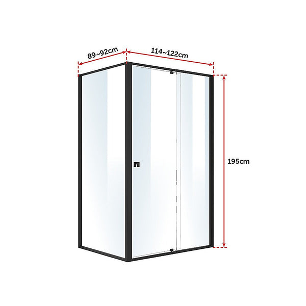 Della Francesca Semi Frameless Shower Screen (114~122)X 195Cm & (89~92)X Side As/Nzs Glass Shower Enclosures
