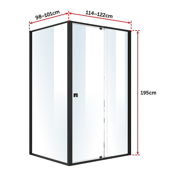 Della Francesca Semi Frameless Shower Screen (114~122)X 195Cm & (98~101)X195cm Side As/Nzs Glass Shower Enclosures