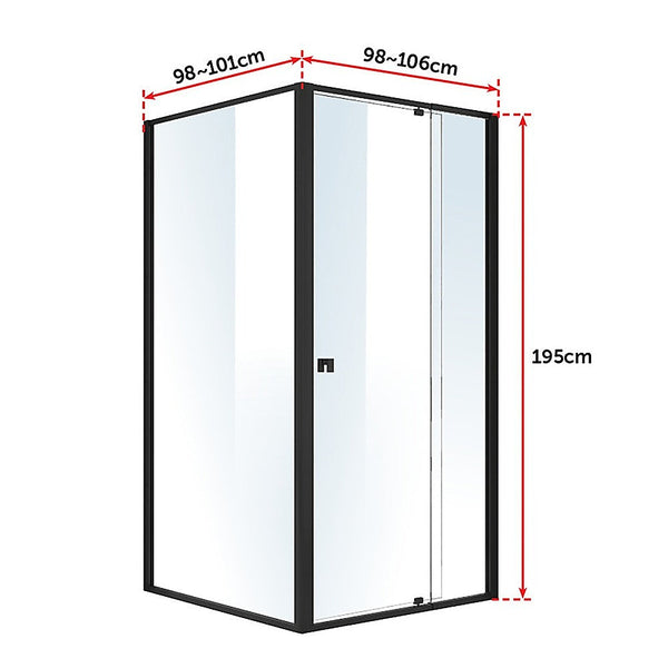 Della Francesca Semi Frameless Shower Screen (98~106)X 195Cm & (98~101)X Side As/Nzs Glass Shower Enclosures