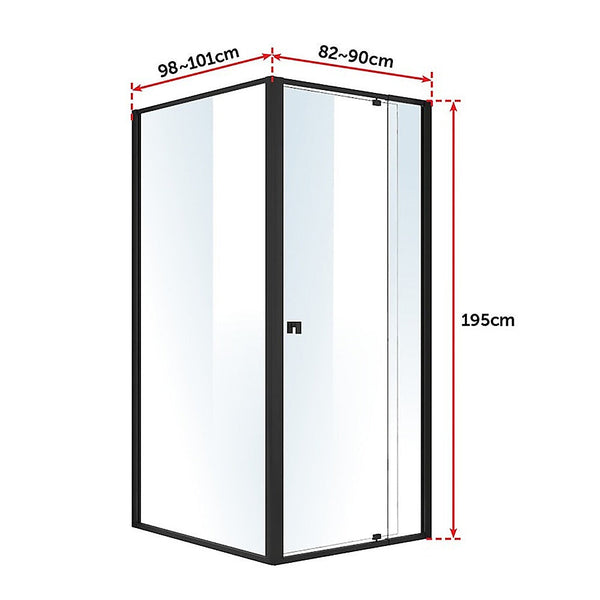 Della Francesca Semi Frameless Shower Screen (82~90)X 195Cm & (98~101)X Side As/Nzs Glass Shower Enclosures