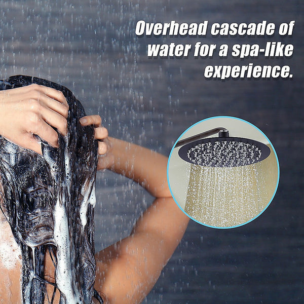 200Mm Shower Head Round 304Ss Electroplated Matte Black Finish Shower Heads & Combos