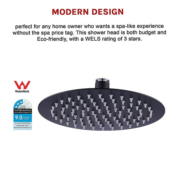 200Mm Shower Head Round 304Ss Electroplated Matte Black Finish Shower Heads & Combos