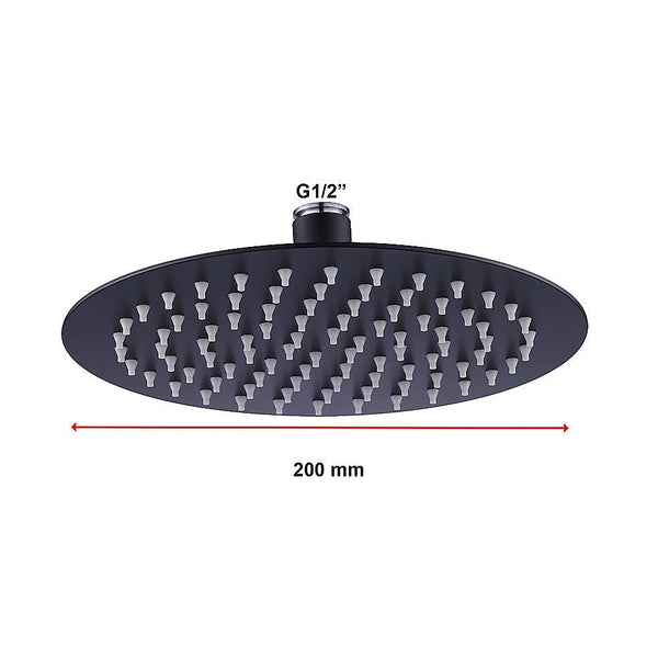 200Mm Shower Head Round 304Ss Electroplated Matte Black Finish Shower Heads & Combos
