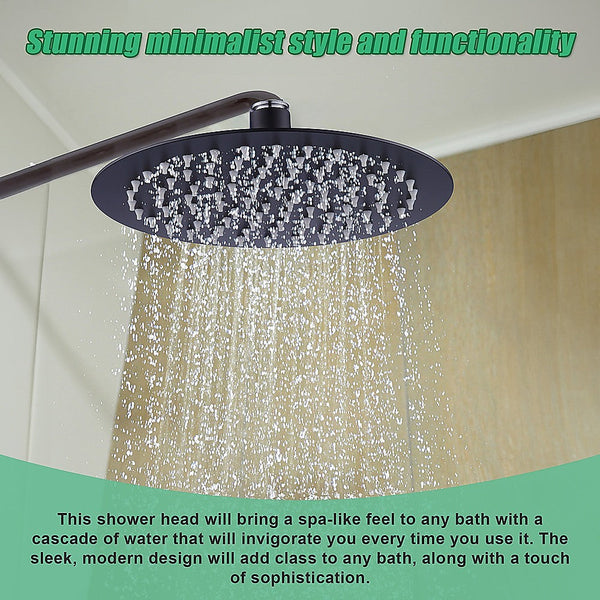 200Mm Shower Head Round 304Ss Electroplated Matte Black Finish Shower Heads & Combos