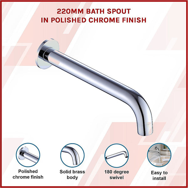 Della Francesca 220Mm Bath Spout In Polished Chrome Finish Bath Taps
