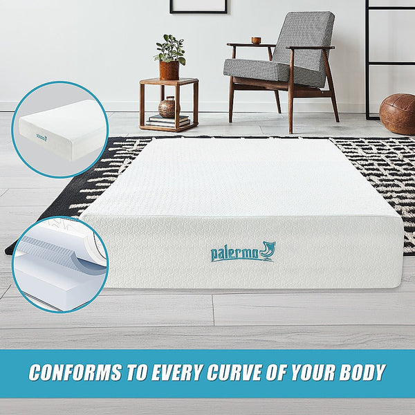 Palermo Double Mattress 30Cm Memory Foam Green Tea Infused Certipur Mattresses