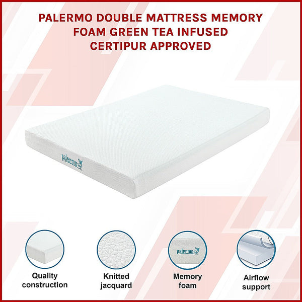 Palermo Double Mattress Memory Foam Green Tea Infused Certipur Mattresses