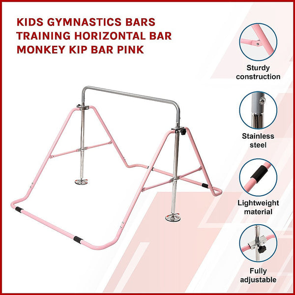Kids Gymnastics Bars Training Horizontal Monkey Kip Pink Balance Beams
