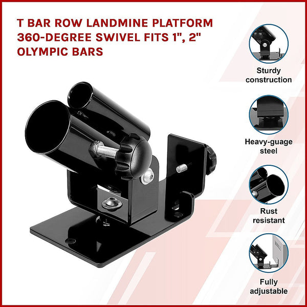 T Bar Row Landmine Platform 360 Degree Swivel Fits 1" 2" Olympic Bars Barbells & Attachments