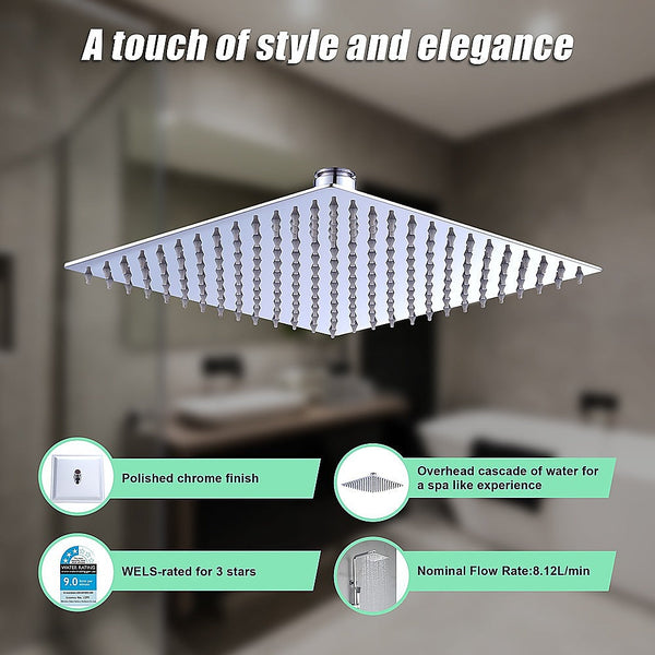 Della Francesca 300Mm Shower Head Square 304Ss Polished Chrome Finish Shower Heads & Combos