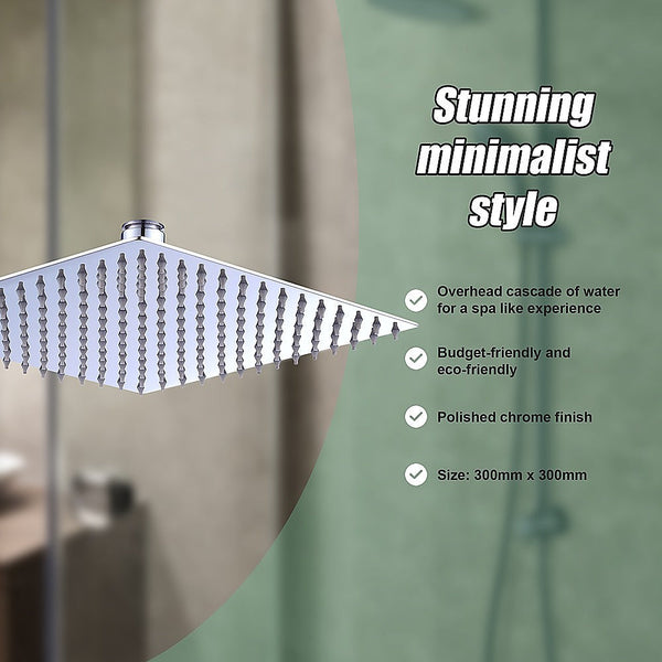 Della Francesca 300Mm Shower Head Square 304Ss Polished Chrome Finish Shower Heads & Combos