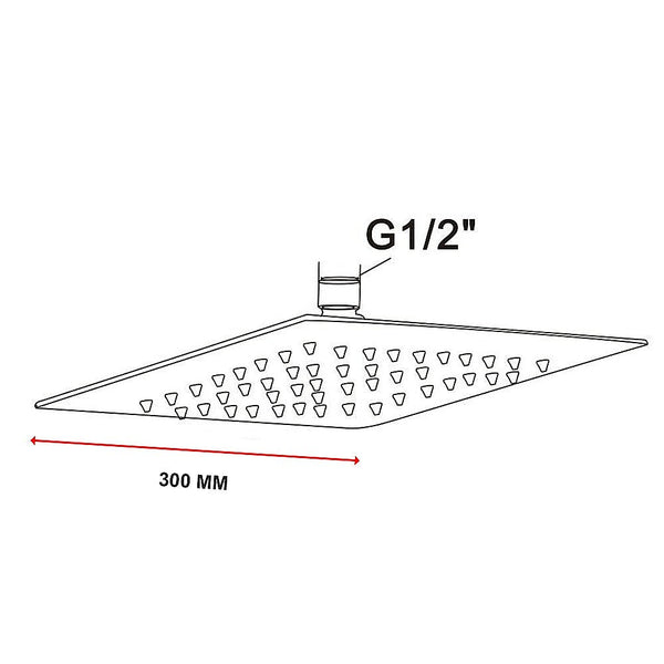 Della Francesca 300Mm Shower Head Square 304Ss Polished Chrome Finish Shower Heads & Combos