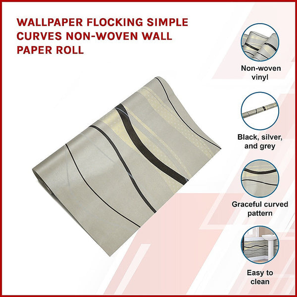 Randy & Travis Machinery Wallpaper Flocking Simple Curves Non Woven Paper Roll Wallpaper Rolls & Sheets