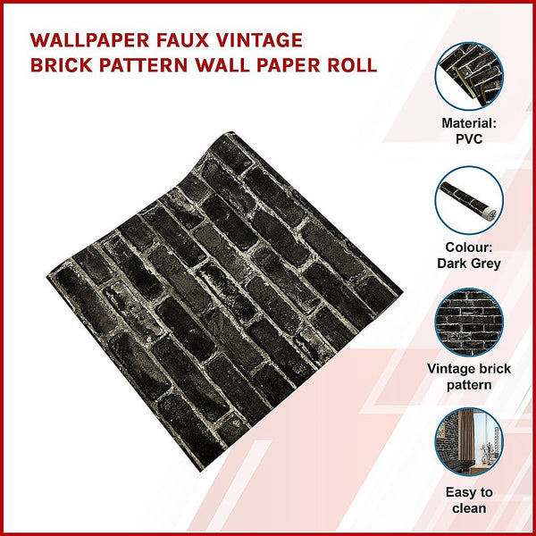 Randy & Travis Machinery Wallpaper Faux Brick Pattern Paper Roll Wallpaper Rolls & Sheets