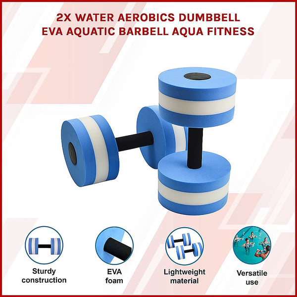 2X Water Aerobics Dumbbell Eva Aquatic Barbell Fitness Dumbbells