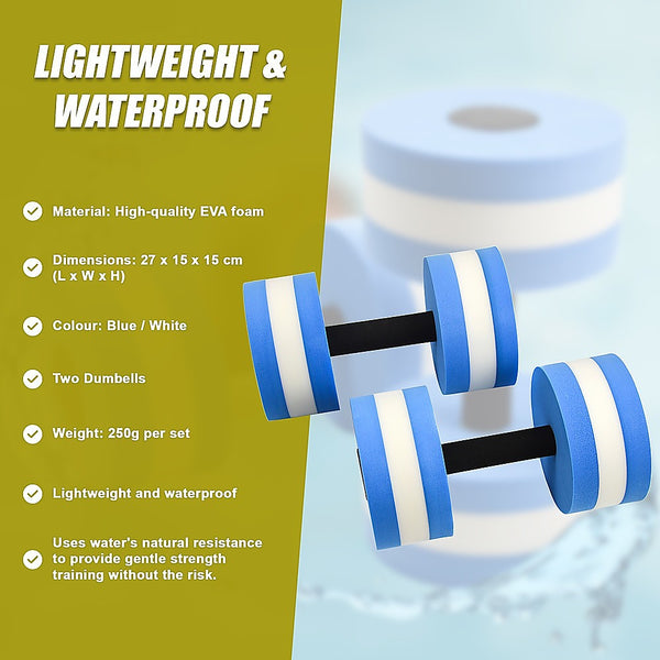 2X Water Aerobics Dumbbell Eva Aquatic Barbell Fitness Dumbbells