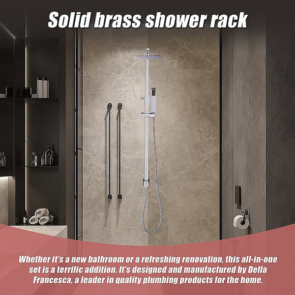 Wels 8" Rain Shower Head Set Square Dual Heads Faucet High Pressure Hand Held Shower Heads & Combos