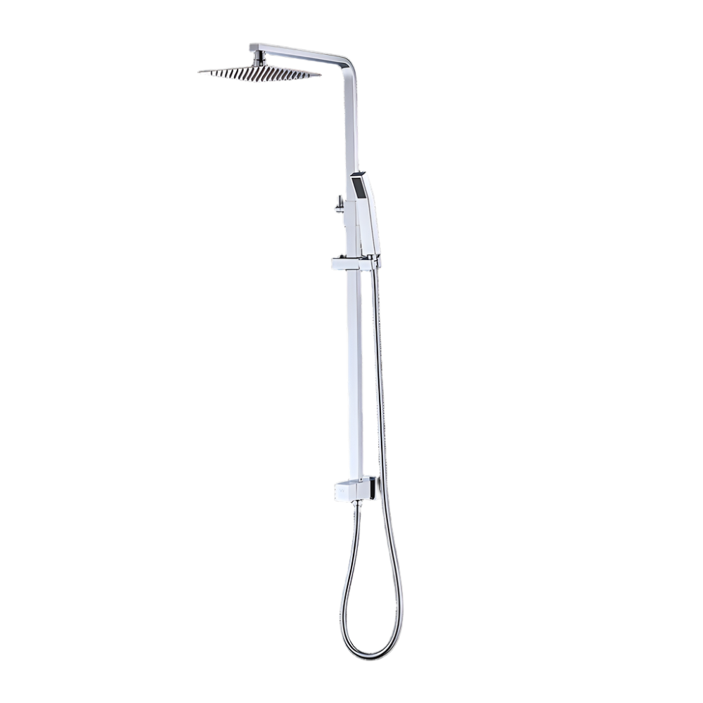 Wels 8" Rain Shower Head Set Square Dual Heads Faucet High Pressure With Mixer Shower Heads & Combos