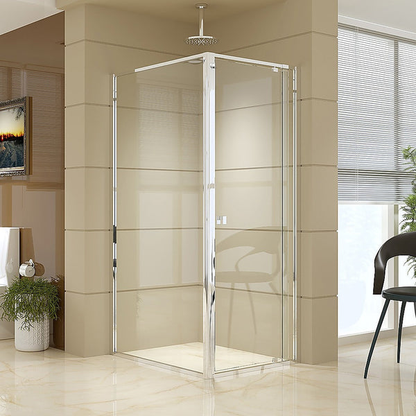 Della Francesca Semi Frameless Shower Screen (74~82)X 195Cm & (98~101)X Side As/Nzs Glass Shower Enclosures