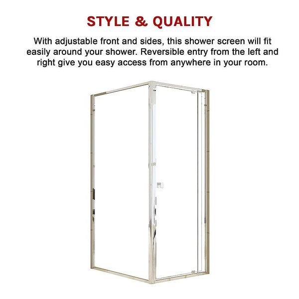 Della Francesca Semi Frameless Shower Screen (74~82)X 195Cm & (98~101)X Side As/Nzs Glass Shower Enclosures
