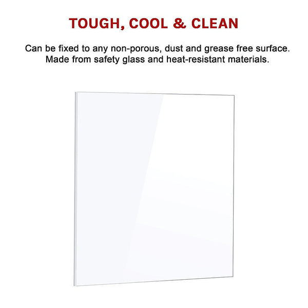 Della Francesca Toughened 90Cm X 75Cm White Glass Kitchen Splashback Kitchen Splashbacks