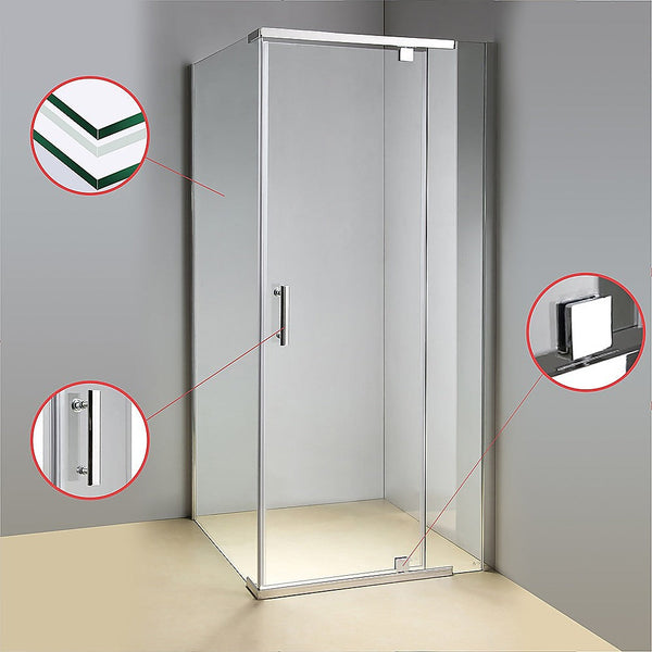 Della Francesca Shower Screen 900X900x1900mm Framed Safety Glass Pivot Door By Shower Enclosures