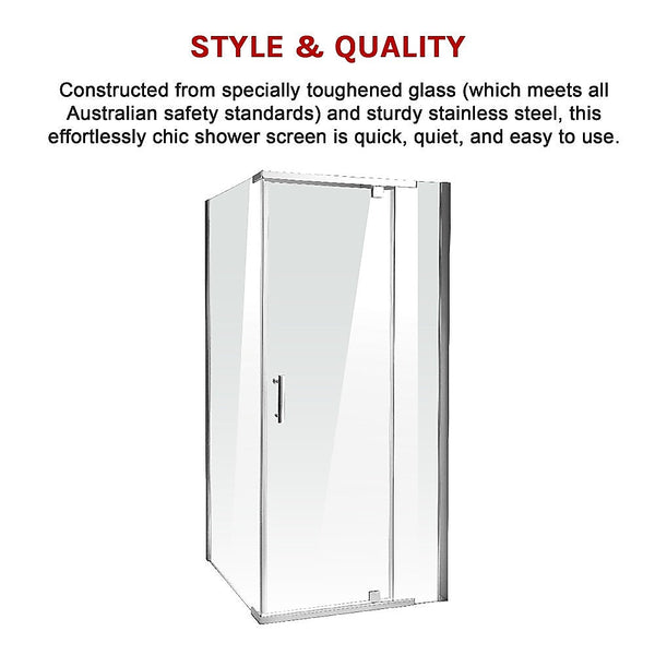 Della Francesca Shower Screen 900X800x1900mm Framed Safety Glass Pivot Door By Shower Enclosures