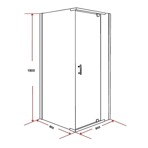 Della Francesca Shower Screen 900X800x1900mm Framed Safety Glass Pivot Door By Shower Enclosures