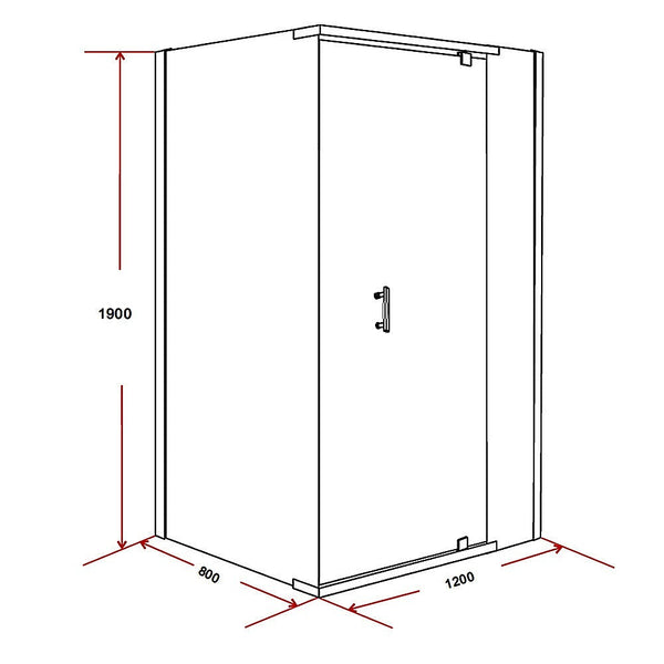 Della Francesca 1 Sets Of Shower Screen 1200X800x1900mm Framed Safety Glass Pivot Door By Shower Enclosures