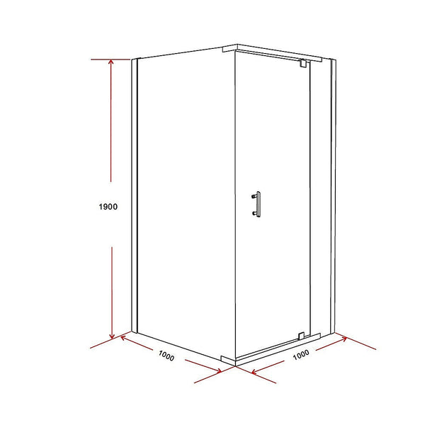 Della Francesca Shower Screen 1000X1000x1900mm Framed Safety Glass Pivot Door By Shower Enclosures