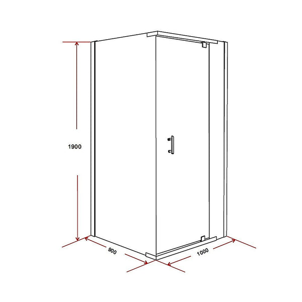 Della Francesca Shower Screen 1000X900x1900mm Framed Safety Glass Pivot Door By Shower Enclosures