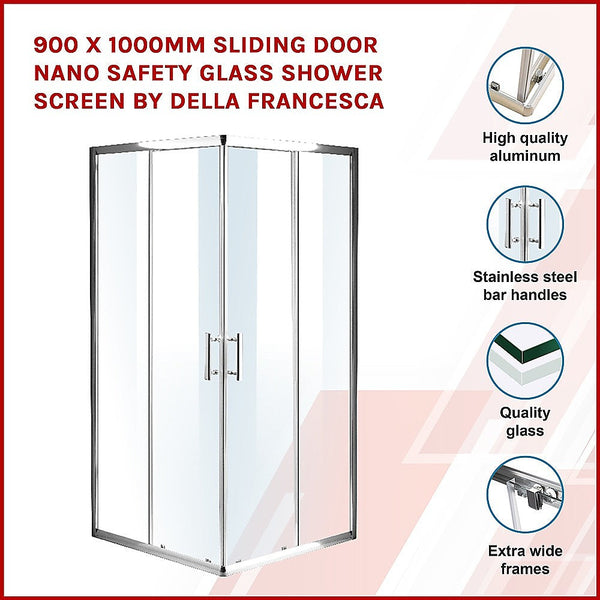 Della Francesca 900 X 1000Mm Sliding Door Nano Safety Glass Shower Screen By Shower Doors