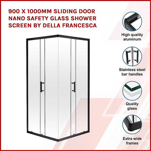 Della Francesca 900 X 1000Mm Sliding Door Nano Safety Glass Shower Screen By Shower Doors