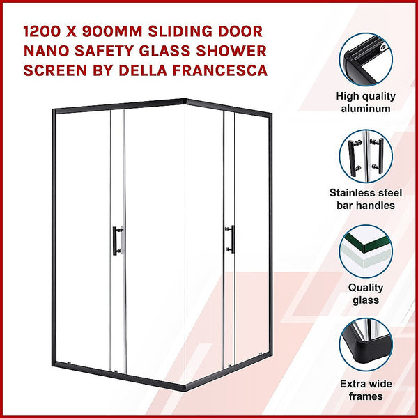 Della Francesca 900Mm Sliding Door Nano Safety Glass Shower Screen By Shower Enclosures