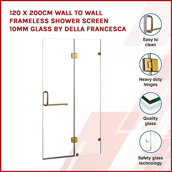 Della Francesca 120 X 200Cm Wall To Frameless Shower Screen 10Mm Glass By Shower Enclosures