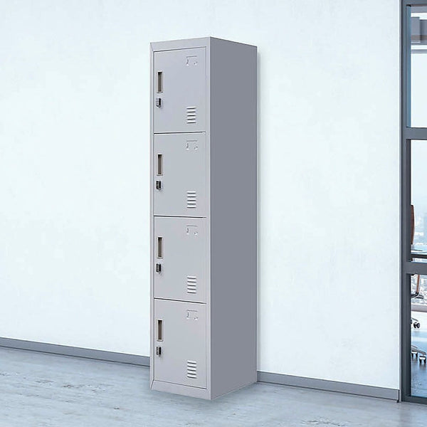 4 Door Vertical Storage Locker Grey Steel 180Cm Filing Cabinets