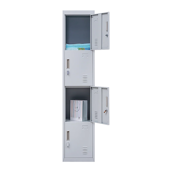 4 Door Vertical Storage Locker Grey Steel 180Cm Filing Cabinets