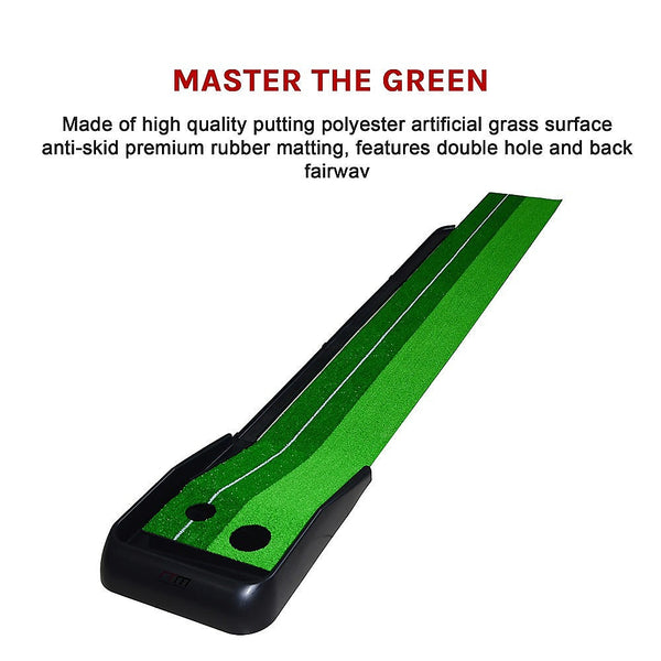 Indoor Practice Putting Green 2.5M Mat Inclined Ball Return Fake Grass Holes Putting Greens & Aids