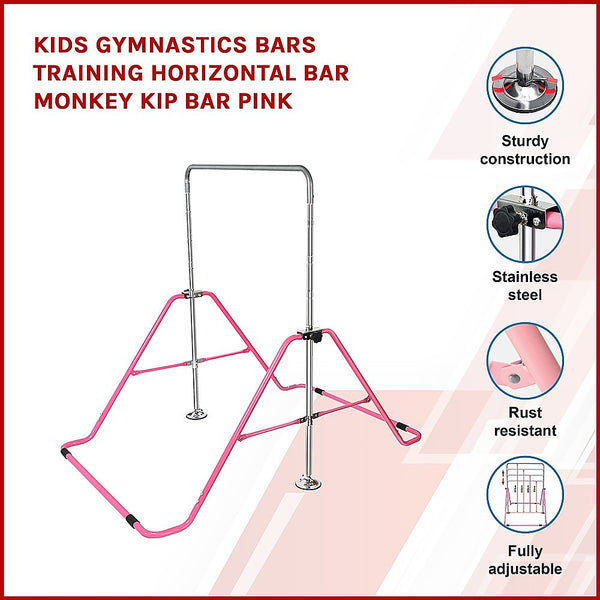 Kids Gymnastics Bars Training Horizontal Monkey Kip Pink Balance Beams