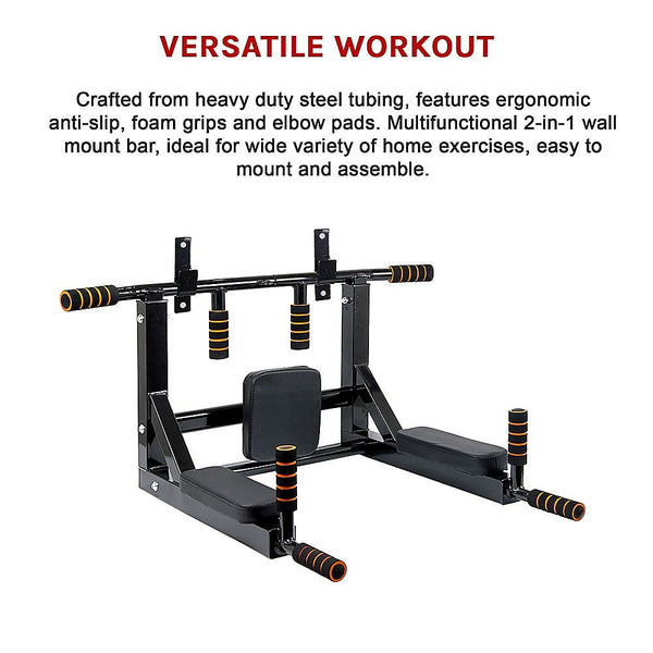 Heavy Duty Wall Mounted Power Station Knee Raise Pull Up Chin Dips Bar Home Gym Attachments