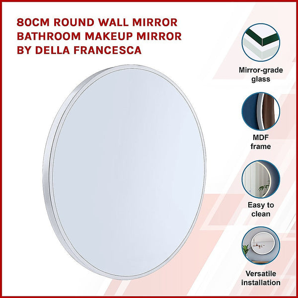 Della Francesca 80Cm Round Wall Mirror Bathroom Makeup By Mirrors